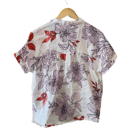 Rachel Roy Linen Multicolored Floral Dolman Sleeve Button Up Top Size Small - Picture 3 of 7